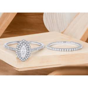 KEEVA JEWELS 18K Solid <b>Gold</b> & 0.50Ct Lab Grown Diamond Halo Engagement <b>Set</b> Fine <b>Jewelry</b> with Matching B& - Product Image 2