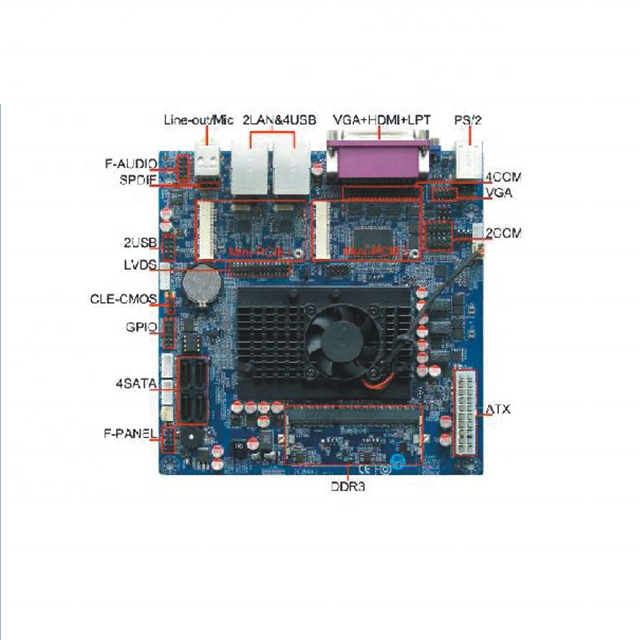 C1037U 1.8G Dual Core Based Mini ITX Motherboard with 2 LAN 8COM 6 USB 4 SATA ITX-EC10X62A