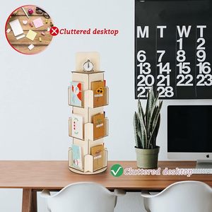 3 livelli girevole in legno Display Stand Multi tasca biglietto di auguri adesivo porta foto <span class=keywords><strong>per</strong></span> negozio al dettaglio artigianato vetrina - Product Image 5