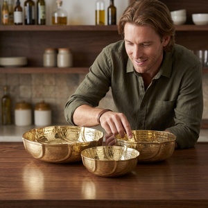 3 Piece Gold Hammered Brass Salad <b>Bowl</b> Set Modern Luxury BPA Free Lead Free Oven Safe Food Serving <b>Bowls</b> LMS - Product Image 4