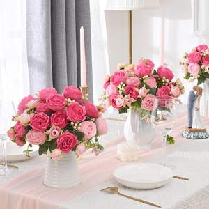 Fleurs de pivoine artificielles en soie de haute qualité à 3 têtes pour la décoration de mariages, de fêtes et d'intérieurs - Product Image 6