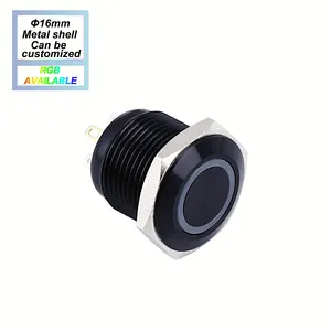 ONPOW RGB LED Light illuminated Black Metal push button switch(GQ16F-10E/J/RGB/A,IP65 waterproof,CE, RoHS)