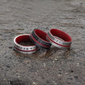 Viking Souvenir Rose Bois Doublure En Acier Inoxydable Norse Hommes Rune Anneau Viking Bijoux - Product Image 6