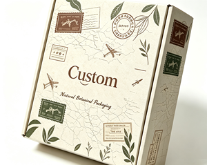 Boîte d'expédition en carton ondulé écologique à motif de timbres vintage, personnalisable avec logo, pour emballage cosmétique et beauté – Offre Spéciale - Product Image 6