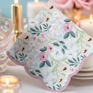 Tisu Serbet Sekali Pakai Motif Bunga Besar, Bahan Pulp Kayu Murni, Cetak Warna Hari Valentine, Pasokan Langsung Pabrik - Product Image 4