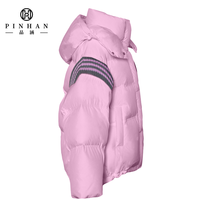 Femmes jeune Style rose fermeture éclair doudoune luxe Anti-rides hiver extérieur protection imperméable chaud avec poche avant