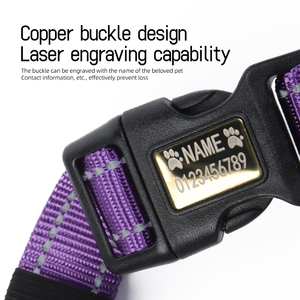 <span class=keywords><strong>Collar</strong></span> de perro con nombre personalizado reflectante para exteriores, <span class=keywords><strong>collar</strong></span> de perro ajustable grabable con correa para mascotas - Product Image 4