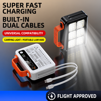Batterie externe portable 20000 mAh en gros avec câbles intégrés, logo personnalisable, lampe de camping, powerbank pour événements extérieurs