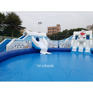 Parc aquatique gonflable commercial géant avec toboggan aquatique Ours polaire et grande piscine gonflable <span class=keywords><strong>pour</strong></span> divertissement en plein air - Product Image 4