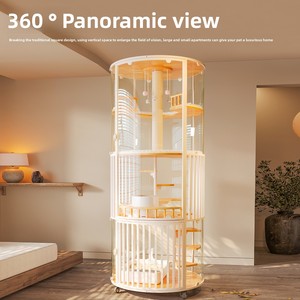 Villa Moderna <span class=keywords><strong>para</strong></span> Gatos de Interior, Mueble de Lujo de Madera Sólida con Gran Espacio, Vidrio Templado y Múltiples Niveles <span class=keywords><strong>para</strong></span> Gatos Grandes, Uso Doméstico - Product Image 3