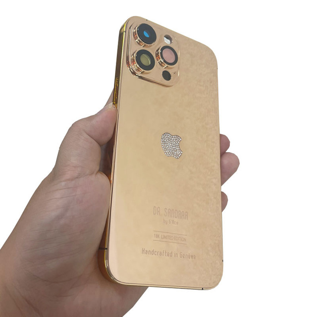 Electroplated Rose Gold Diamond Mobile Phone Housings Custom Pattern LOGO Professional Modification Mobile Phone Cases 14pro