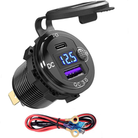 12V/24V aluminio Dual USB Outlet PD3.0 y QC3.0 Enchufe de carga rápida con voltímetro LED e interruptor