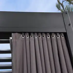 Pergola da esterno moderno di lusso motorizzato in alluminio impermeabile con feritoie per tetto bioclimatico per parasole