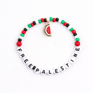 <strong>Pakistan</strong> Flag Color Bohemian Charm <strong>Bracelet</strong> with Adjustable White Turquoise Letter Beads Watermelon Pendant Malachite-Gift - Product Image 1