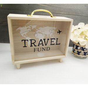 Hucha de madera personalizada transparente para ahorrar monedas y cambio, ideal para estudiantes y niños - Product Image 1