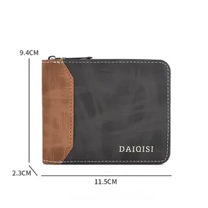Amazon vendita calda portafoglio uomo sottile in pelle PU borsa corta con cerniera portamonete con blocco RFID porta carte caratteristica portafoglio