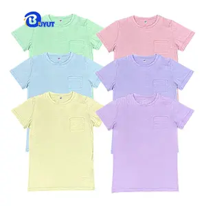 Factory custom pocket T shirts soft cotton feel colorful unisex Tees sublimation logo US sizing blank clothes