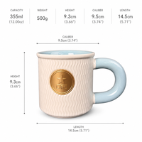 Mug en céramique de luxe 355 ml avec logo personnalisé et emblème doré, texture ondulée, tasse à café nordique, cadeau, marque privée, vente en gros