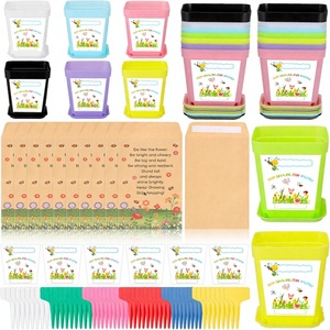 50 Juegos de Macetas de Plástico Ligeras para Jardín, Kit de Manualidades, Bandejas, Pegatinas, Paquetes de Semillas de Flores Silvestres (No Incluidos), Regalos para <span class=keywords><strong>Estudiantes</strong></span> - Product Image 3