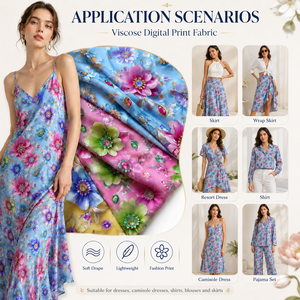 Rollo de Tela de Rayón Tejida con Estampado Personalizado, Diseño Hawaiano, 100% Rayón Challis, para Vestidos de Playa para Mujer - Product Image 4