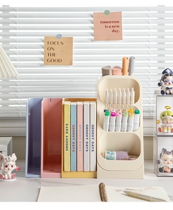 Penyangga Buku Plastik yang Dapat Disesuaikan, Rak Buku Meja, Klip Rak Buku, Rak Pajangan Perpustakaan, Pembagi dan Pengatur Meja - Product Image 6