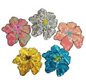 3D Sequin Flower <b>Sew</b>-<b>On</b> Applique Embroidered PVC Canvas Fabric <b>Patch</b> for Clothing Dresses Bags Shoes DIY Decoration - Product Image 1