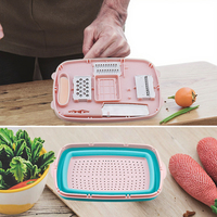 9-in-1 Outdoor siliconen fruit snijplank set met roestvrijstalen messenbak, opvouwbaar voor kamperen, picknick en keuken gebruik