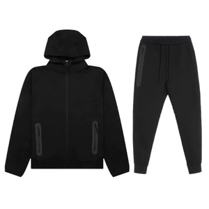2026 Fashion Luxury Cotton Tech Fleece Men <strong>Tracksuit</strong> 2pcs Pocket Zip Style New Men Top and Pant Casual Boy Jogger Sweatsuit - Product Image 1