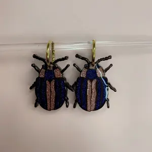 2021 new style wholesale acetate Insect glitter Earrings with gold metal fashion jewelry for girls women