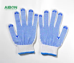 Wholesale Polyester Safety Protection Knitted Cotton Work Gloves With Grip Dots