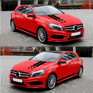 Juego de 6 pegatinas para coche, diseño de rayas de carreras, para puerta lateral, capó, espejo retrovisor, decoración de carreras - Product Image 3