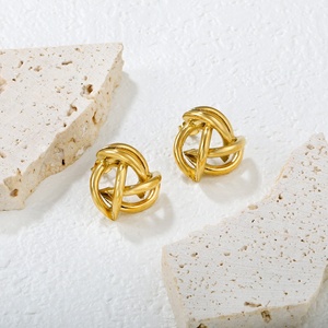 Trendy Stainless Steel Waterproof Geometric Twist Round Small <b>Knot</b> <b>Earring</b> Jewelry Hypoallergenic Stud <b>Earrings</b> for Women - Product Image 5