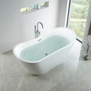 Bak mandi berdiri bebas desain Modern bak mandi akrilik putih