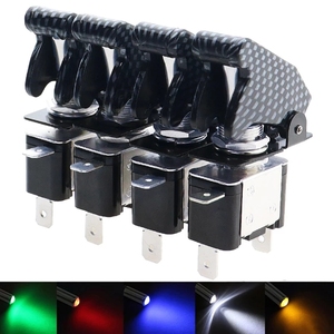 ASW-07D <span class=keywords><strong>12V</strong></span> 20A Auto Car Boat Truck Illuminated <span class=keywords><strong>Led</strong></span> Chuyển Đổi Chuyển Với An Toàn Máy Bay Lật Lên Bìa Guard Red Màu Xanh Lá Cây - Product Image 4