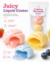 OEM ODM 80g Bonbons en cire au design d'insectes 3D, remplis de sirop, confiserie liquide fantaisie en vrac, friandises pour fêtes d'enfants, qualité alimentaire