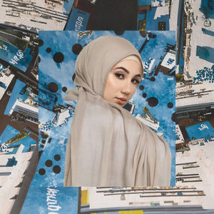 Écharpe Hijab en Coton Modal Couleur Unie à Bord Large, Double Aiguille, Angle Droit, Respirante et Légère - Product Image 3