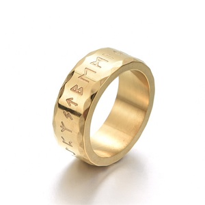 義烏Aceonステンレス鋼部族サイン刻印メンズシックバンドゴールド彫刻スタイリッシュエッジヒーローバイキングシンボルリング - Product Image 3