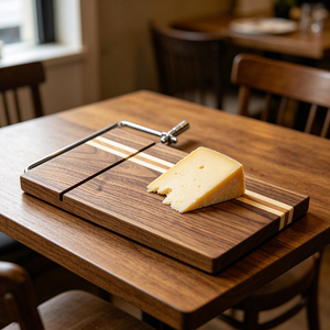 Planche à découper en bois de cerisier, d'érable et de noyer noir avec lame intégrée pour fromage en bloc, saucisses, jambon, biltong et viande séchée – Offre Spéciale - Product Image 3