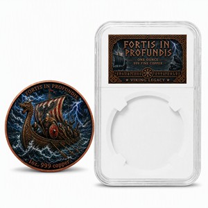 Pièce de collection médaillon de 1 once en cuivre pur fin .999, personnalisée, de type Fortis in Profundis, en forme de plaque, de la collection Viking Legacy, classée - Product Image 4