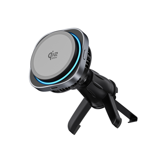 Qi2.2 Magnetic Car Charger Mount 25W for iPhone Galaxy Series,N52 Strong Magnets,Blue Light,Built in TEC Semiconductor Cooling
