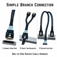Câble de raccordement SlimSAS 8I vers 2 SlimSAS 4I haute vitesse pour carte de rangement NVMe SSD, stockage d'entreprise, vente en gros, directement de l'usine
