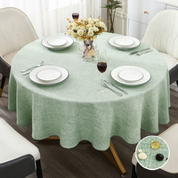 Nappe Ronde Imperméable Prête à l'Expédition, Texture Bambou, Faux Lin, Housse de Table Anti-déversement en Gros pour Fêtes et Décoration de Restaurant