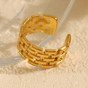 Geometric Titanium Steel <b>Ring</b> Gold 7mm Unisex Fashion Jewelry Gift - Product Image 1