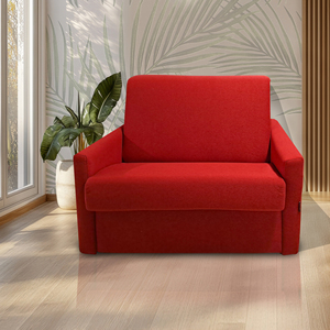 Fauteuil-lit MADRID, 109 cm, tissu rouge, avec base électrosoudée - Product Image 1