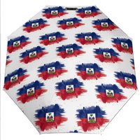 Parapluie automatique personnalisé avec carte du drapeau d'Haïti, protection UV, imperméable, parapluie de fierté haïtienne, résistant au vent, parapluie de voyage