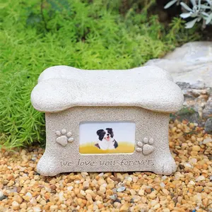 Stock Resin Pet Urns Puppy Cat Memorial Box Dog Kitten Angel Cremation Coffin Box Urn