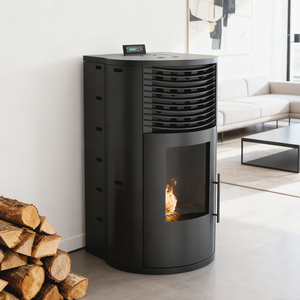 Poêle à granulés de bois autoportant en fonte de conception moderne <span class=keywords><strong>20KW</strong></span> gazogène intérieur automatique économie d'énergie pour le chauffage du salon - Product Image 1