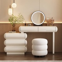 Table de toilette minimaliste en bois massif avec miroir intégré, table de chevet et commodes à tiroirs – Conception durable et écologique – Vente en gros OEM personnalisée