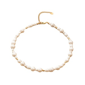 <span class=keywords><strong>Perles</strong></span> de collier en acier inoxydable plaqué or PVD 18 carats faites à la main en gros irrégulière vraie grande perle d'eau douce naturelle pour cadeau - Product Image 4