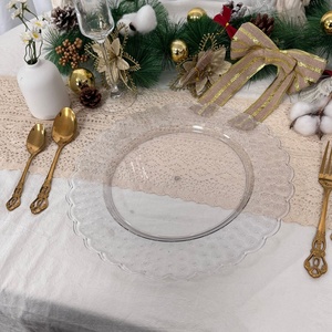 Novo Estilo Prato de Apresentação Redondo Minimalista de Plástico PP Personalizado de 13 Polegadas com Design Ondulado Transparente Irregular, 100 Peças para Casamentos e Festas - Product Image 6